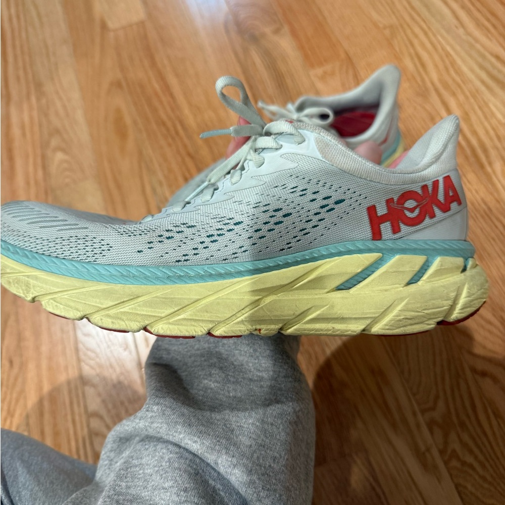 Hoka Women's Athletic Shoes in Light Blue and Yellow